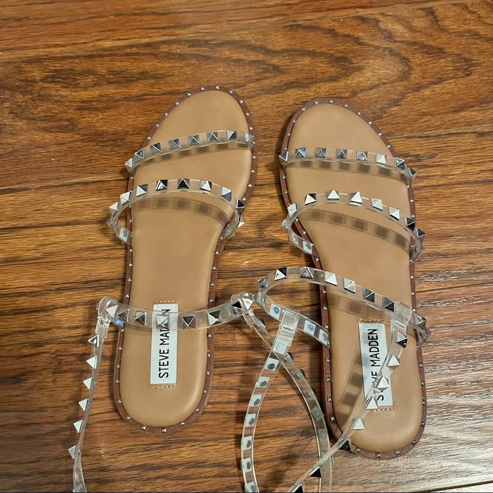 Steve Madden Clear Studded Ankle Strap Sandals Size 8 Never Worn